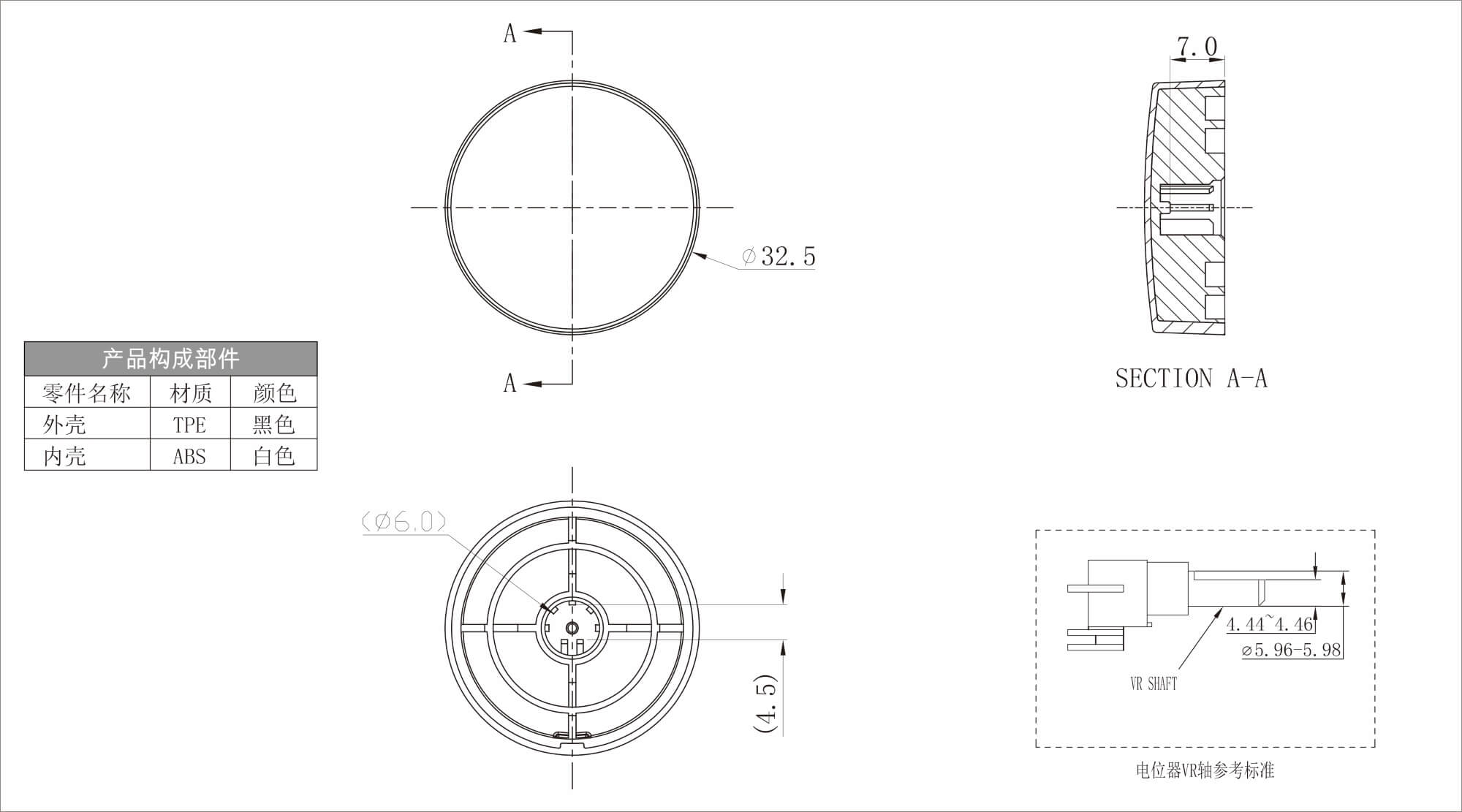 Plastic Two Color Knob X137